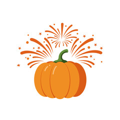 Festive Pumpkin with Fireworks Display.