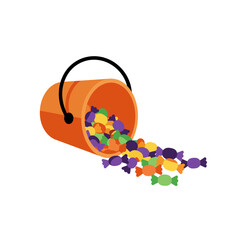 Overflowing Bucket of Halloween Candies.