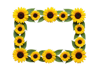 Sunflower rectangular frame isolated on transparent background