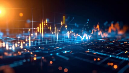 Abstract financial data analysis and market trends shown with glowing charts and grid lines, perfect for illustrating business technology and economic insights. - Powered by Adobe