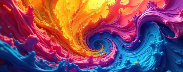 A vibrant, swirling vortex of colorful paint representing the chaotic and transformative nature of revolutionary change in life ,  colorful,  life,  breaking free