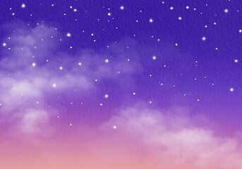 Sparkling Purple Starry Sky Background Illustration With Glittering Night Stars  Paper Texture