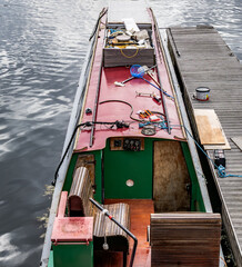 Houseboat on a canal in Liverpool, England, UK.
