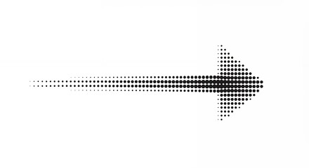 Halftone arrow pointing right on white background graphic design element