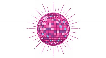Pink disco ball retro graphic design