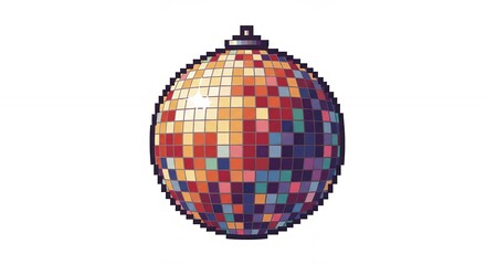 Pixel art disco ball retro graphic design