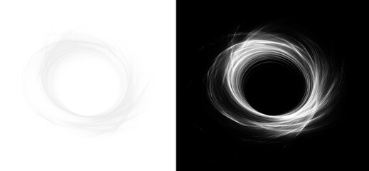 Bright circular storm with twisting radiant particles and flowing power stream illuminated by...