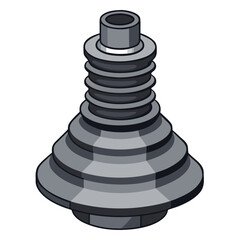 Axle shaft boot in grayscale with detailed design and texture  