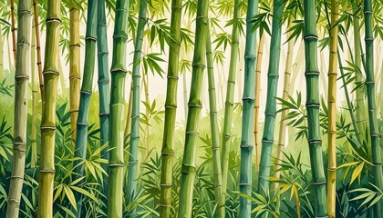 Fototapeta premium Lush bamboo forest scene