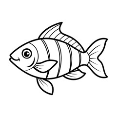 Simple Monochrome Fish Illustration for Coloring or Educational Purposes