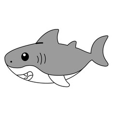 Adorable Baby Shark Illustration Cute Cartoon Gray Shark