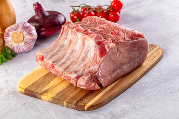 Raw pork loin with bone