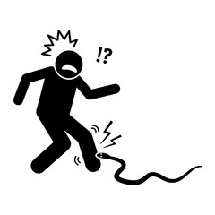 Fototapeta premium Shocked Person Stepping on a SnakePictogram