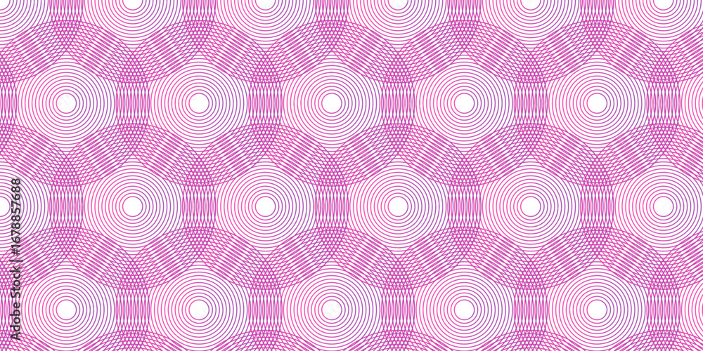 Poster seamless geometric spiral pattern and abstract circle wave lines overlapping pattern isolated. desig