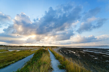 Fototapeta premium Coastal path along the Lake of Aytré in Charente Maritime coast