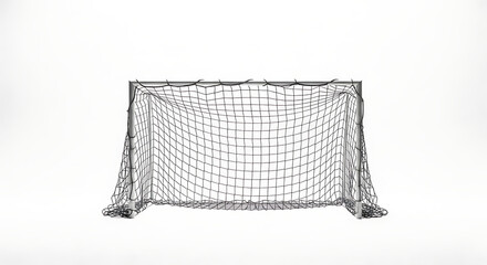 Obraz premium A front view of a soccer goal with a net on a white background in a studio shot isolated ai generated