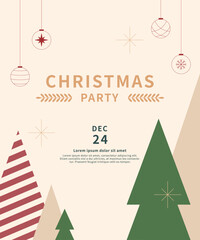Christmas tree template with ornaments and stars.