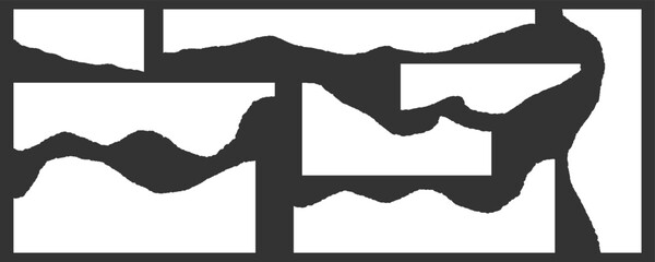 Ripped pieces of white color paper. Torn paper edge. Paper ripped message torn. Set of torn pieces of paper isolated on a white background