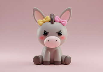 Naklejka premium Cartoon donkey with bows