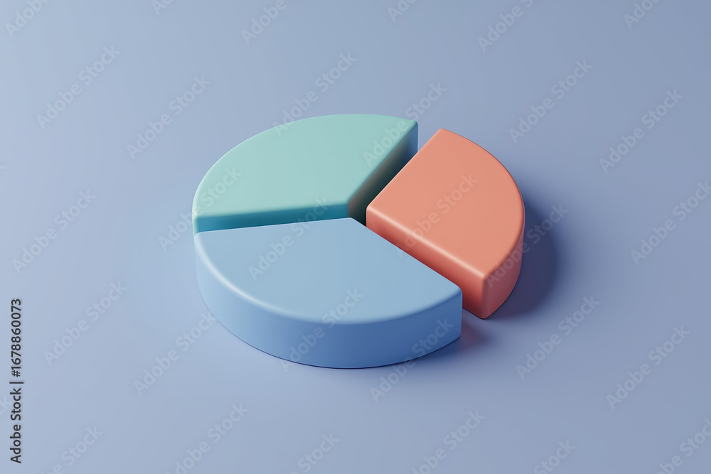 Poster pie chart a three-section pie chart illustrating data distribution and proportional representation o