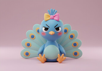 Obraz premium Cartoon cute peacock illustration