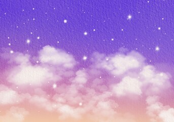 Naklejka premium Sparkling Purple Starry Sky Background Illustration With Glittering Night Stars Paper Texture