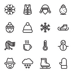 Winter Icon Set  Snowflakes, Clothing and Seasonal Elements