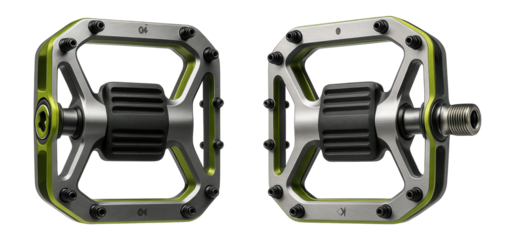 Flat platform pedals with replaceable pins for off-road trails