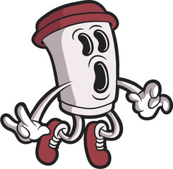 Cute Coffee Mug Character – Fun Cartoon Cup Mascot Illustration	