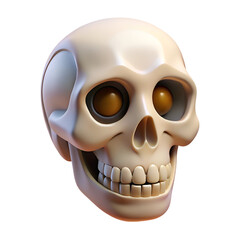 Stylized 3D Skull Cartoonish Human Cranium Render Isolated on Black isolated on transparent background