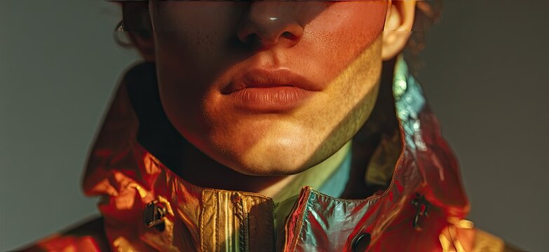 Close-up portrait of person wearing vibrant jacket