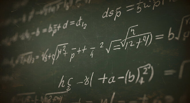 Math Equations on Chalkboard for Education Concepts
