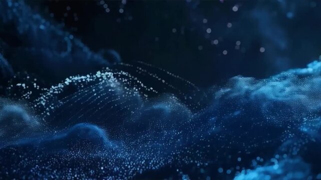 A cosmic nebula with twinkling particles and stars against a dark background. Ideal for scientific articles, book covers about space, backgrounds for presentations about the universe, and website desi