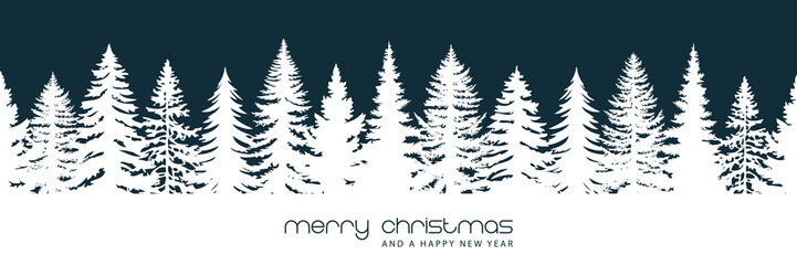 seamless fir tree forest border silhouette isolated vector illustration © krissikunterbunt