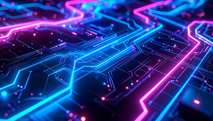 Abstract visualization of a high-tech computer processor with glowing digital energy flowing through circuits