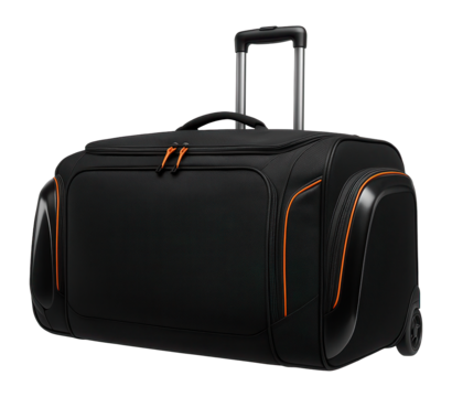 Wheeled hockey equipment bag with telescopic handle and skate pockets