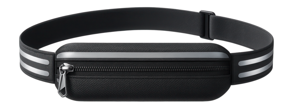 Reflective running belt with zippered pouch and adjustable elastic strap for jogging