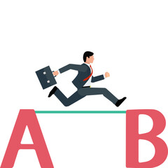 Businessman jumping from point a to point b Illustration