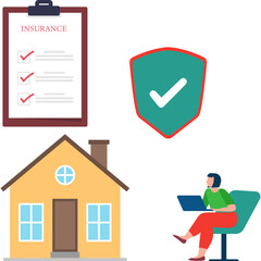 Businessman showing Insurance coverage for house Illustration