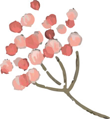 Watercolor pink cute flower leaf illustration