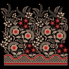 Floral embroidery border laces design for digital and textile print on fabric.