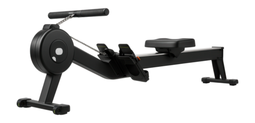 Chain-driven rowing machine with a textured handle for smooth operation