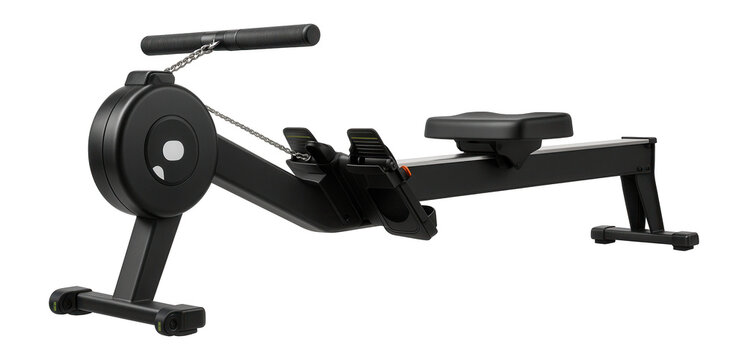 Chain-driven rowing machine with a textured handle for smooth operation