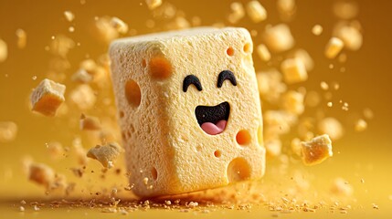 3D Illustration of a Cheesy Holland Cartoon Character, Radiating Joy and Color