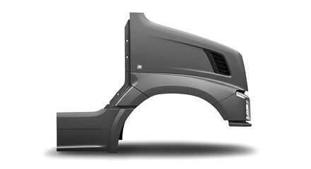 Truck Cab Front View: Detailed 3D Render of a Semi-Truck Hood