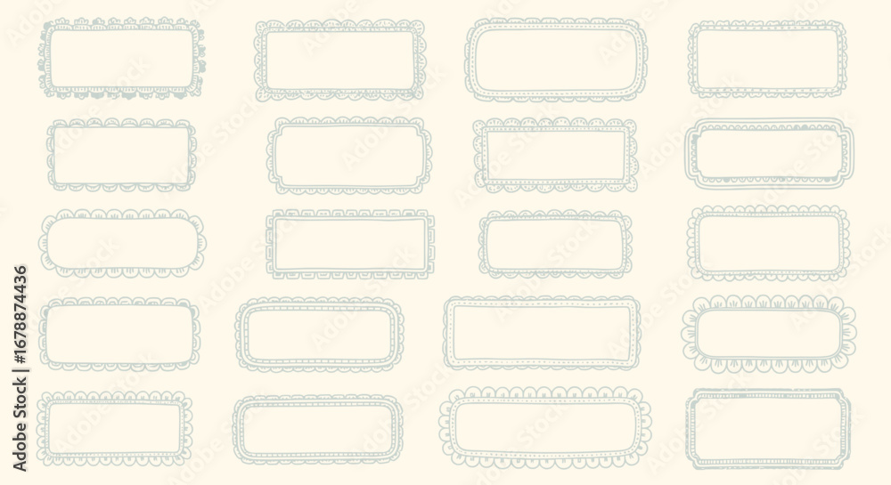 Poster vector icons set of a diverse collection of hand drawn rectangular frames and borders. eps editable