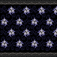 Floral embroidery border laces design for digital and textile print on fabric.