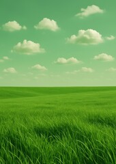 Fototapeta premium Vibrant green field under clouds