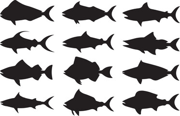 elegant fish silhouette collection vector ai eps png jpeg ideal for marine ocean life fish shape design projects