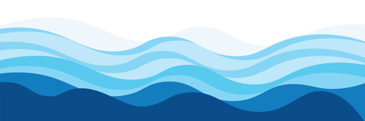 Seamless sea waves layered vector background. Blue ocean waves. Water wave pattern design. modern. vector. eps10